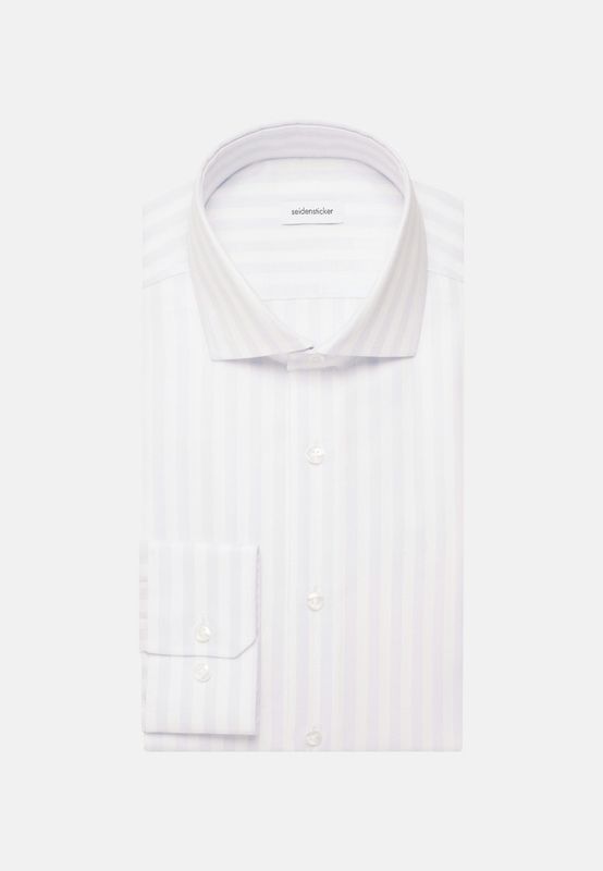 Regular Fit Business Overhemd Gestreept - Wit Blauw 01.146087-10