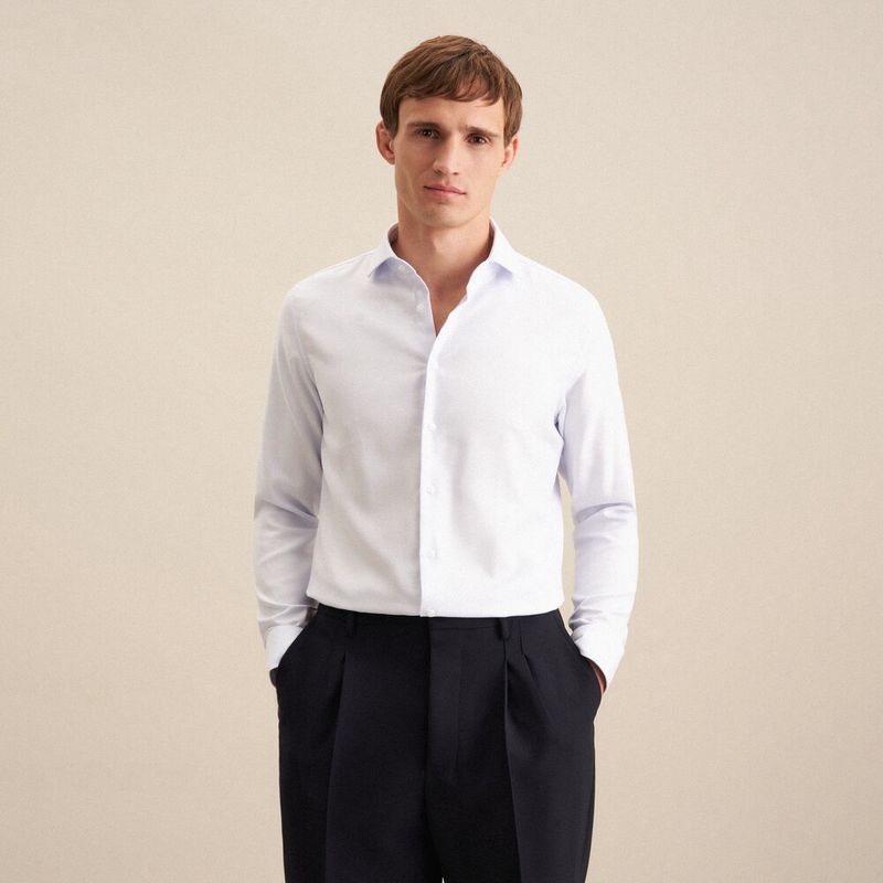 Slim Fit Non-Iron Structure Overhemd - Blauw  01.646097-10