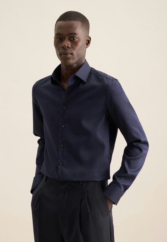 Overhemd – Slim Fit – Extra Fine Twill – Donkerblauw