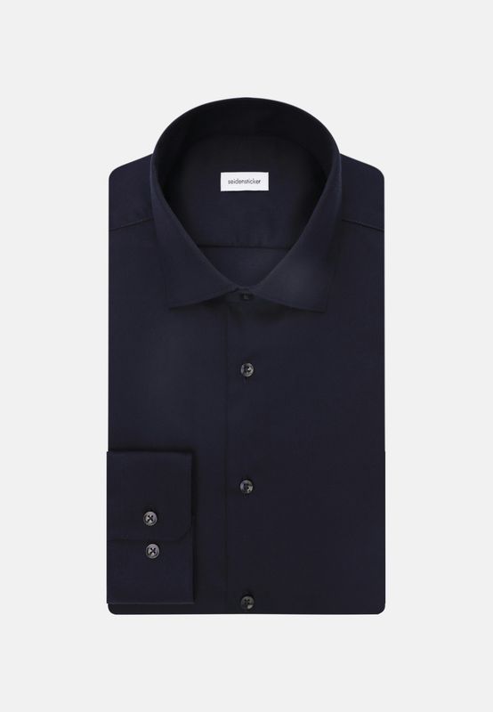 Slim Fit Twill Overhemd - Donkerblauw 01.643510-18