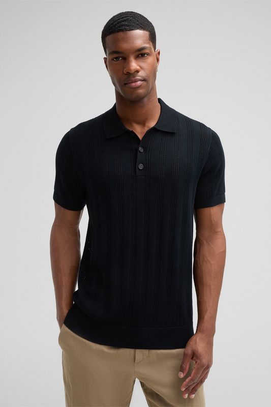 Poloshirt Keeth – Zwart Gebreid 10019452/001
