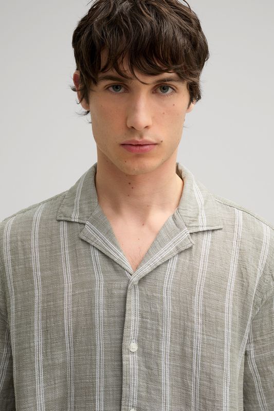 Short Sleeve Shirt Kawai -Groen  Strepen 10019584-357