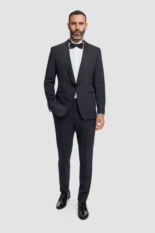 Donkerblauwe Smoking – Travel Wool Blend Aspen Cavani