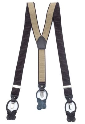 Bretels met Lederen Straps – Donkerbruin Camel Gestipt