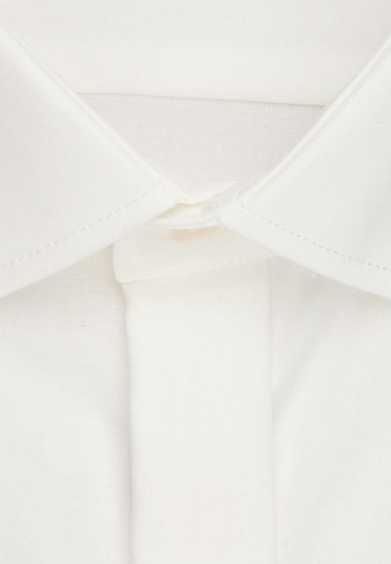 Slim Fit Trouwoverhemd Gebroken Wit – Blinde Sluiting | Popline