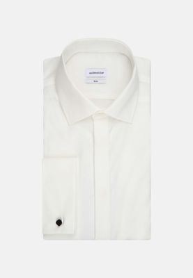 Slim Fit Trouwoverhemd Gebroken Wit – Blinde Sluiting | Popline