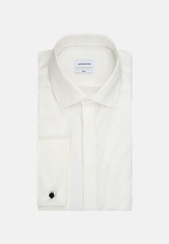 Slim Fit Trouwoverhemd Gebroken Wit – Blinde Sluiting | 01.675674