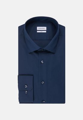 Slim Fit Non-Iron Poplin Overhemd - Navy 01.675198-19