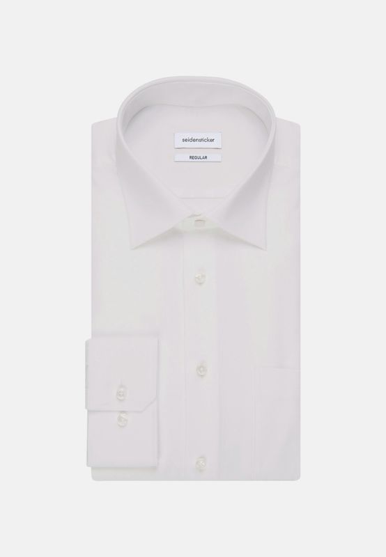 Overhemd Regular Fit - Wit  Popline 01.003000 01