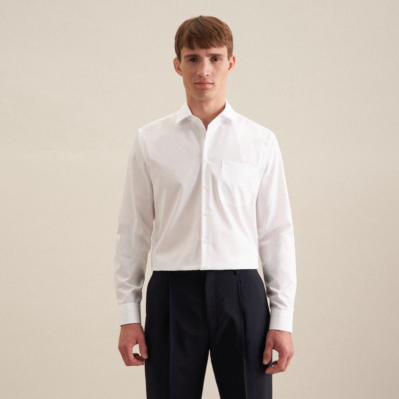 Overhemd Regular Fit - Wit  Popline 01.003000 01