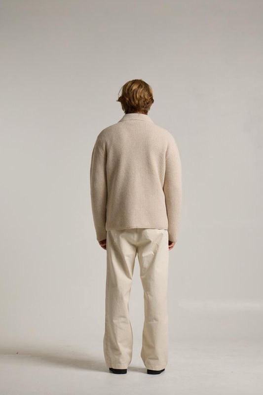Wool &amp; Co – Zandkleurig gebreid colbert - 0020