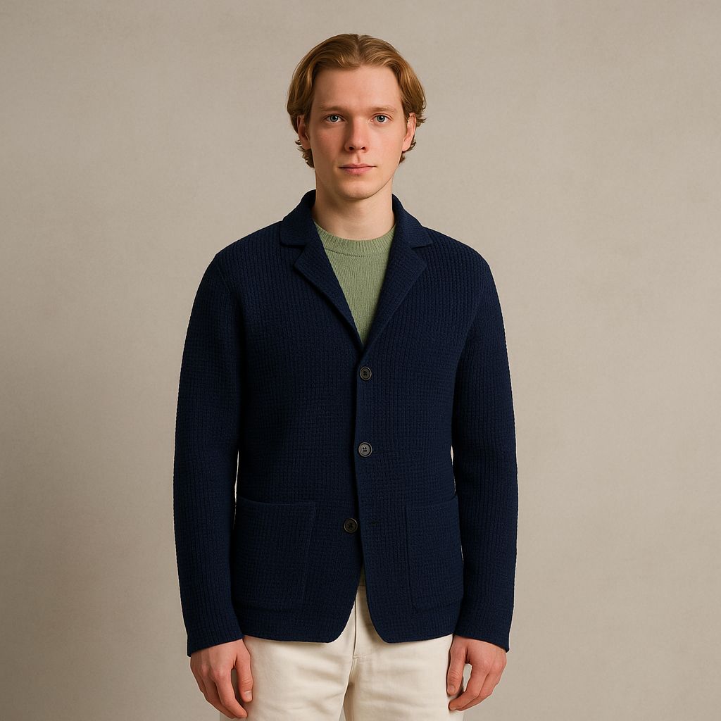 Wool &amp; Co – Donkerblauw gebreid colbert