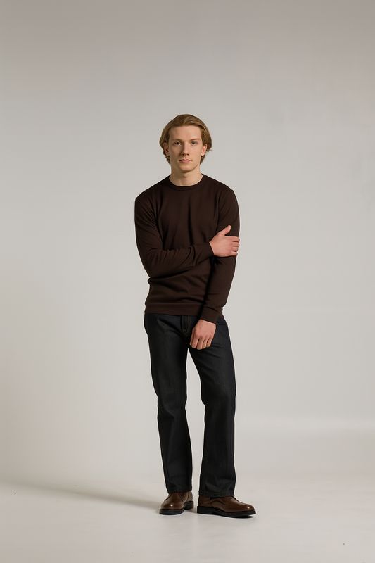 Wool &amp; Co – Donkerbruin Pullover - 100% Merinowol