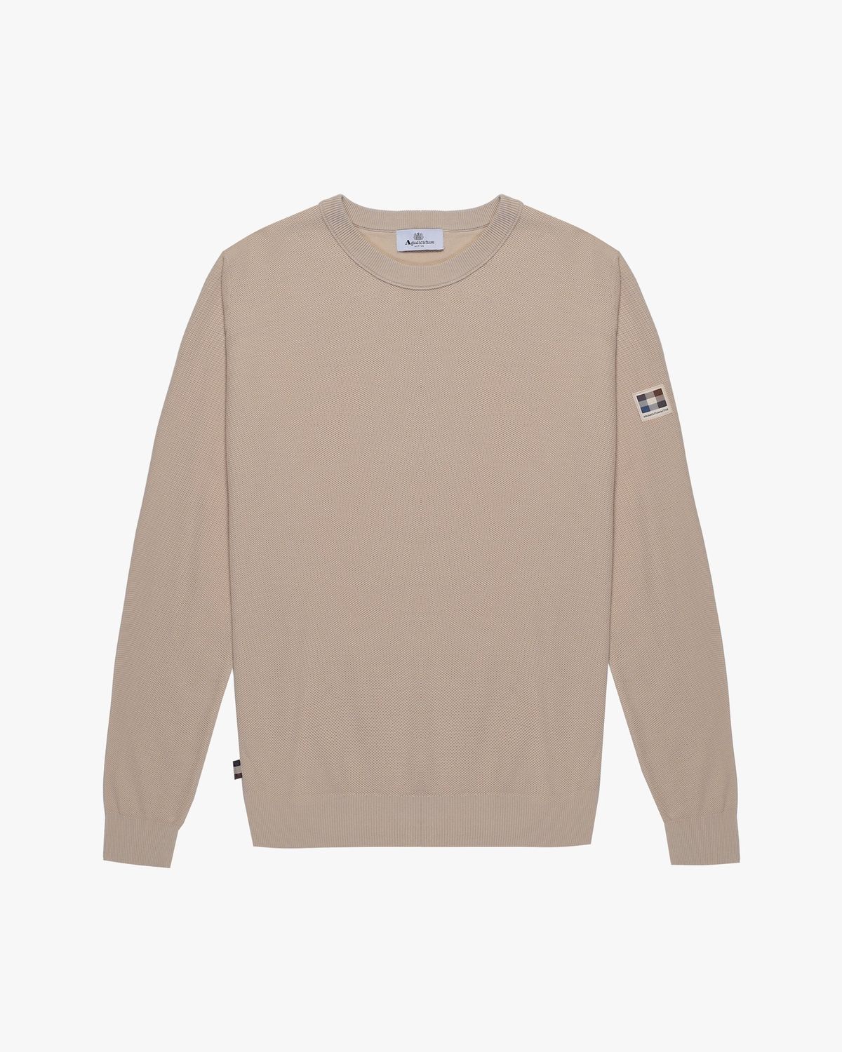 Aquascutum – Woven Piquet Sweater – 100% katoen – Beige