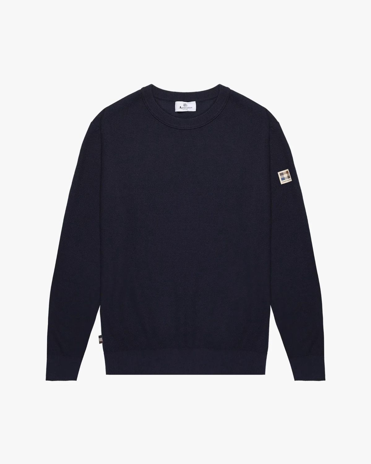 Aquascutum – Woven Piquet Sweater – 100% katoen – Navy
