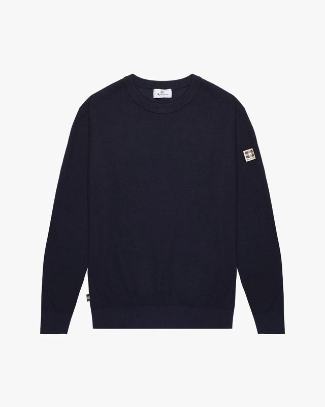 Aquascutum – Woven Piquet Sweater – 100% katoen – Navy