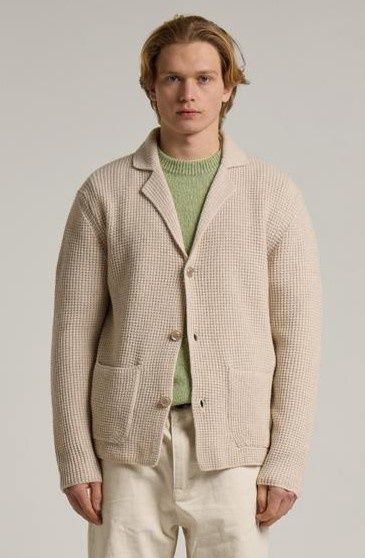 Wool &amp; Co – Zandkleurig gebreid colbert - 0020