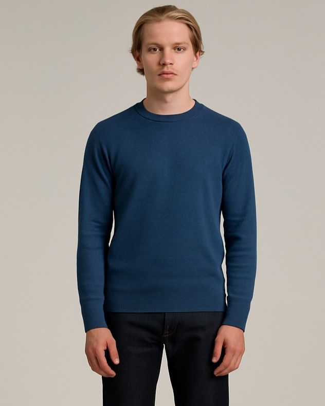 Wool &amp; Co – Blauwe Pullover - 100% Merinowol