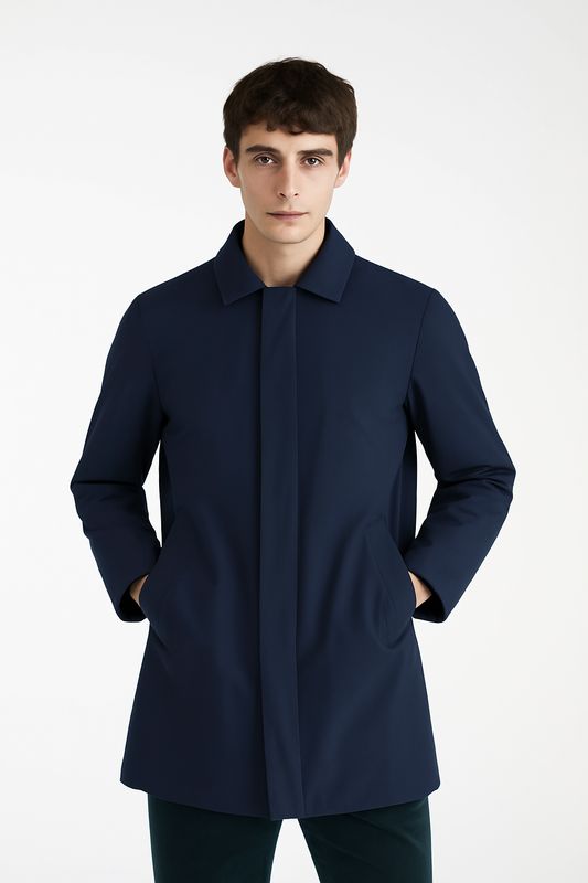 AT.P.CO Benson Car Coat - Navy Blue