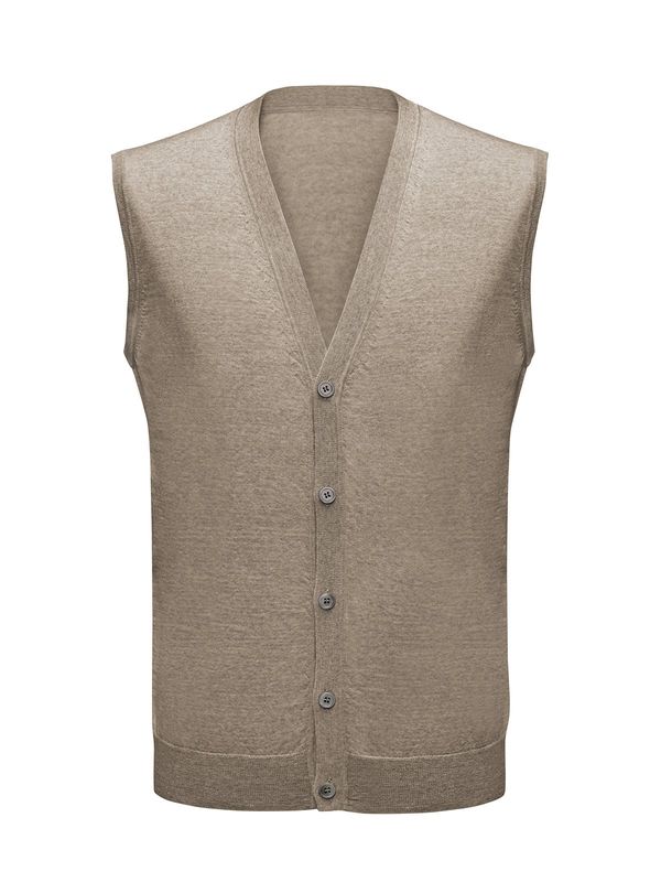 Webb. Knitted Waistcoat – Taupe