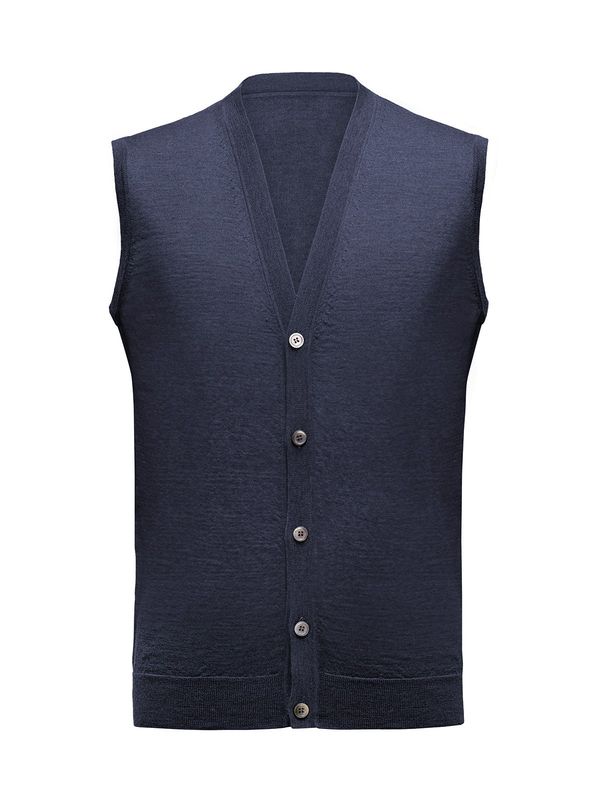 Webb. Knitted Waistcoat – Donkerblauw