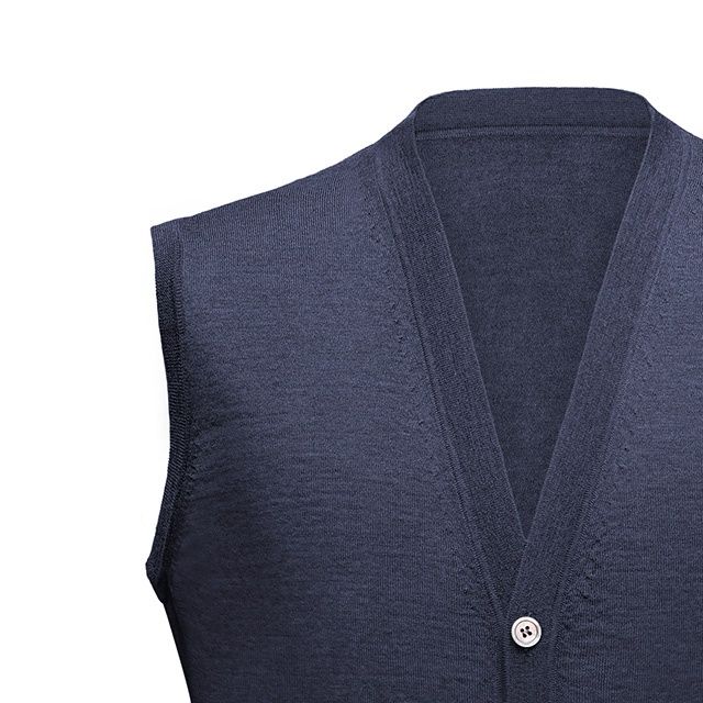 Webb. Knitted Waistcoat – Donkerblauw