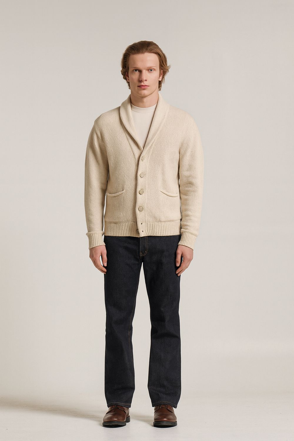 Wool &amp; Co – Zandkleurig gebreid Cardigan - 0128