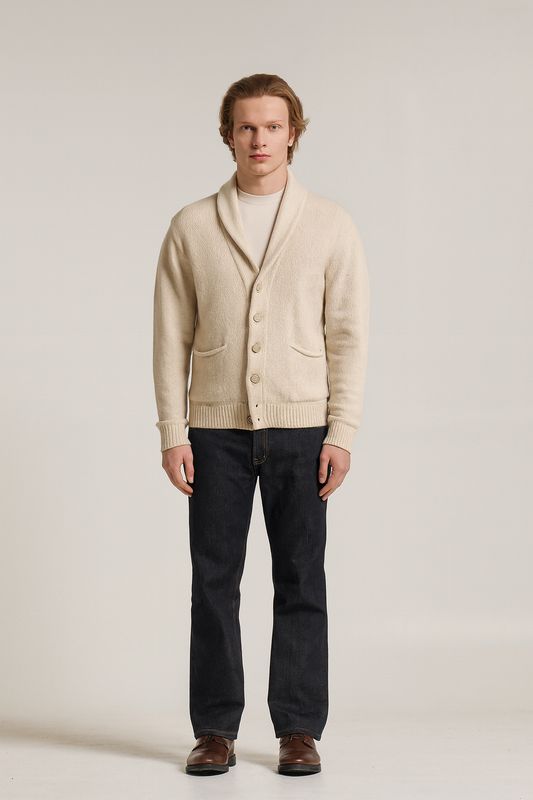Wool &amp; Co – Zandkleurig gebreid Cardigan - 0128