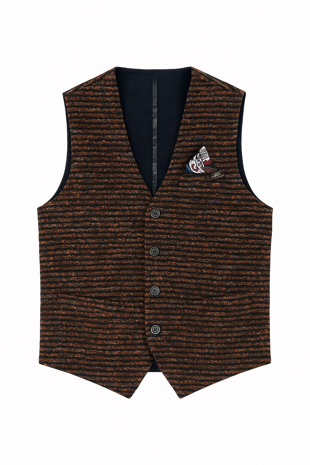 Bob Company Gilet -Wol blend Donkerbruin Roest - 168