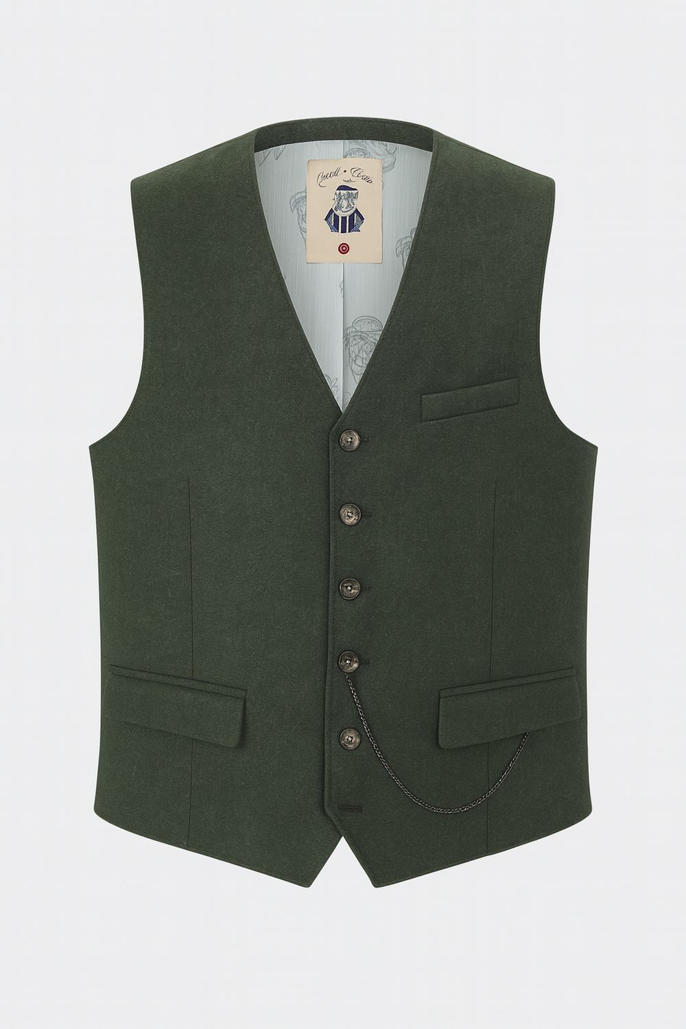 Gilet Donkergroen Flanel - Mitch 52.204