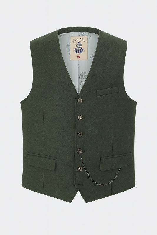 Gilet Donkergroen Flanel - Mitch 52.204