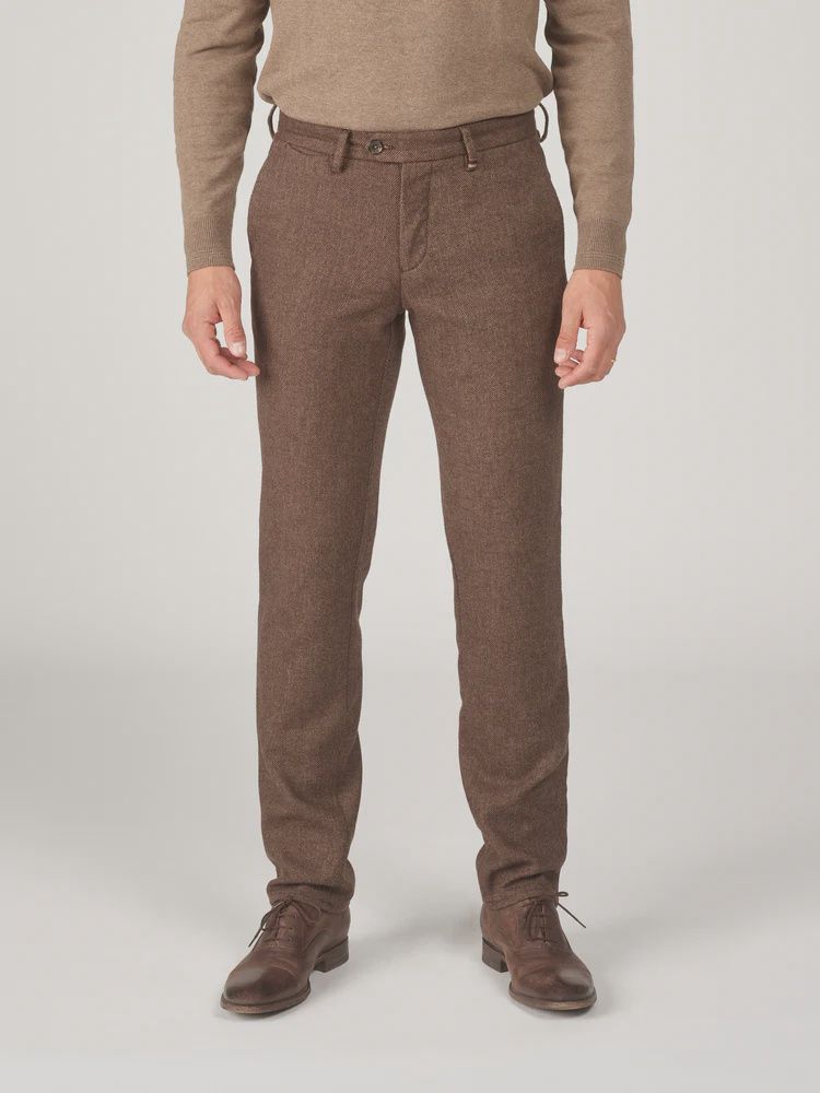 Zilton Chino -  Donkerbruin Tweed Soft Wool Mix - Regular Fit - Magnus A 432