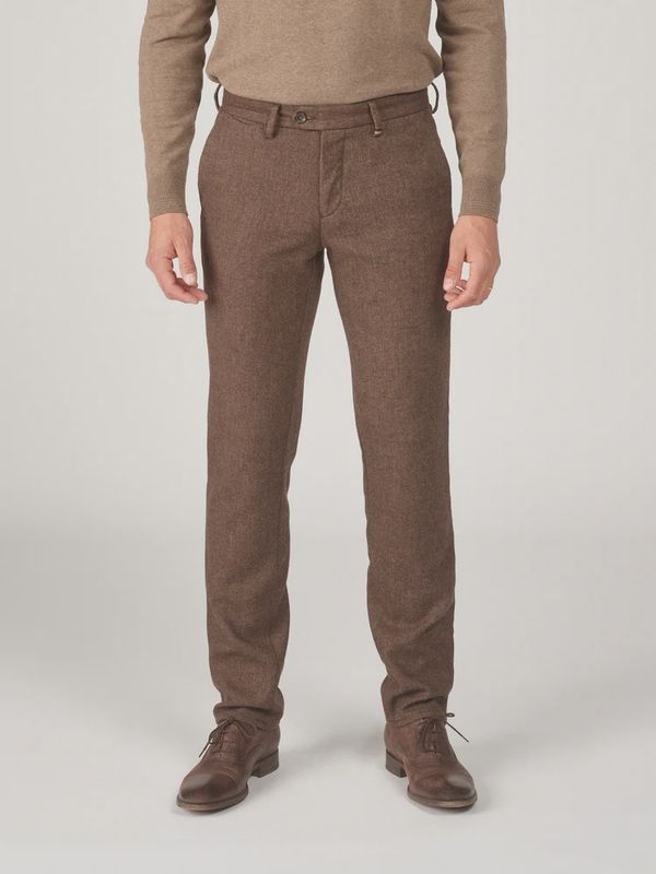 Zilton Chino -  Donkerbruin Tweed Soft Wool Mix - Regular Fit - Magnus A 432