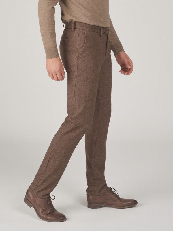 Zilton Chino -  Donkerbruin Tweed Soft Wool Mix - Regular Fit - Magnus A 432