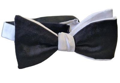 Zijde Strik Satijn Voorgeknoopt – Zwart Wit