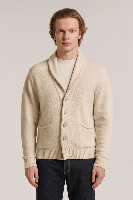 Wool &amp; Co – Zandkleurig gebreid Cardigan - 0128