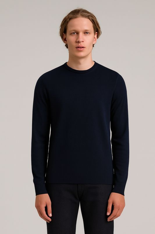 Wool &amp; Co – Donkerblauwe Pullover - 100% Merinowol