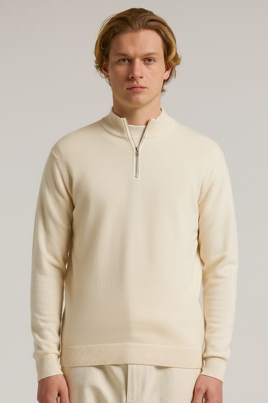 Wool &amp; Co - Ecru Half Zip - Wol Cashmere