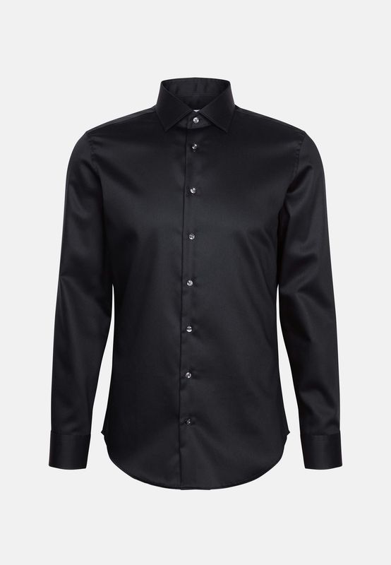 Slim Fit Overhemd - Fine Twill Zwart 01.643510-39