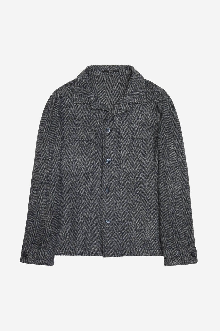 AT.P.CO Orlando Overshirt – Herringbone – Wolblend - Blauw Grijs