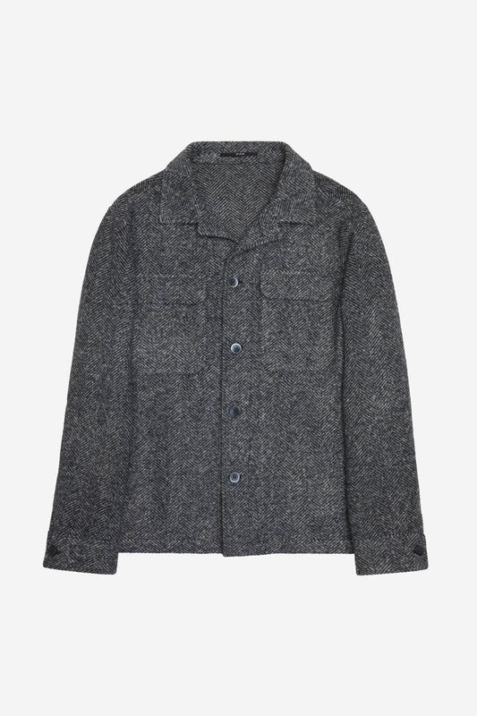 AT.P.CO Orlando Overshirt – Herringbone – Wolblend - Blauw Grijs