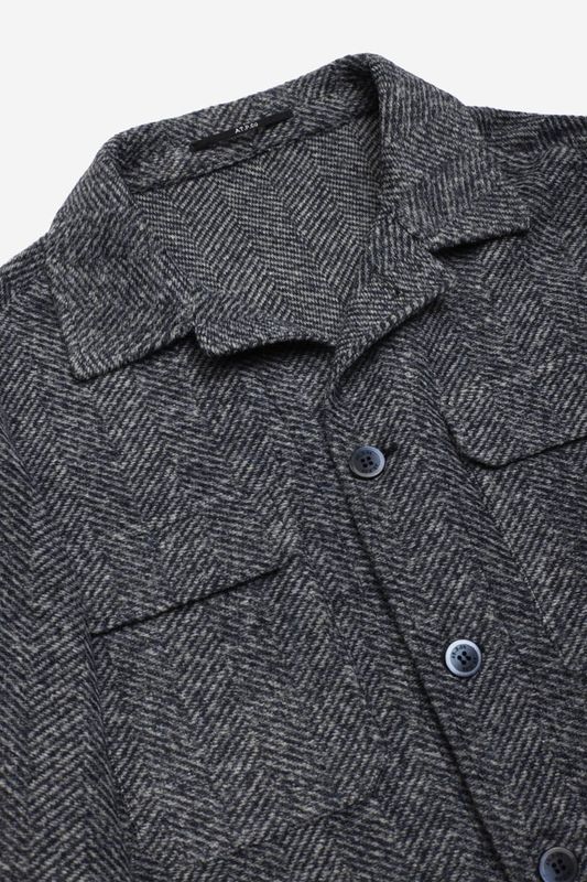 AT.P.CO Orlando Overshirt – Herringbone – Wolblend - Blauw Grijs