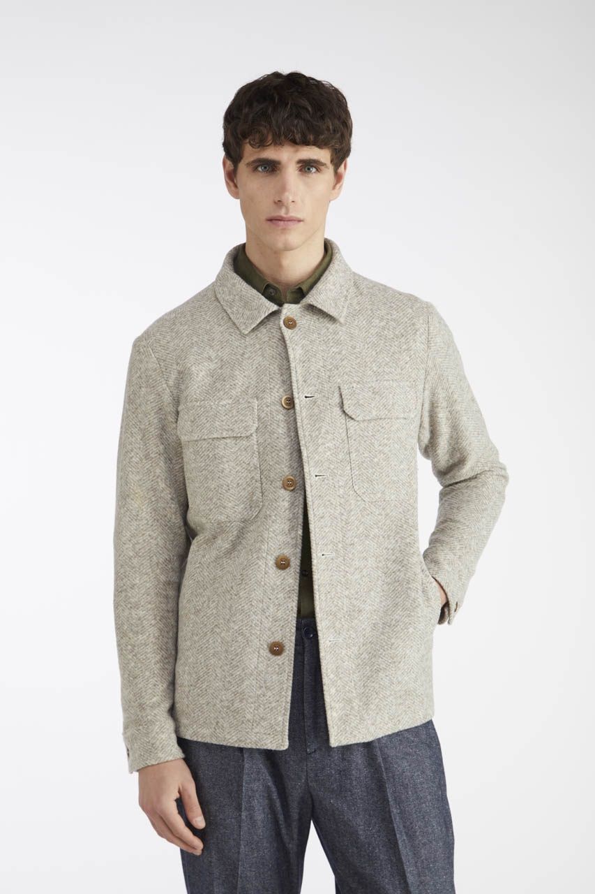 AT.P.CO Orlando Overshirt – Herringbone – Wolblend - Ecru