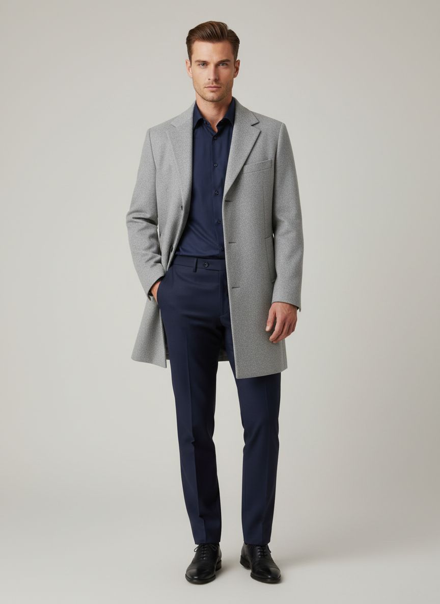 Strellson Adria Light Grey Men’s Overcoat – Wool Blend – 10016436-030