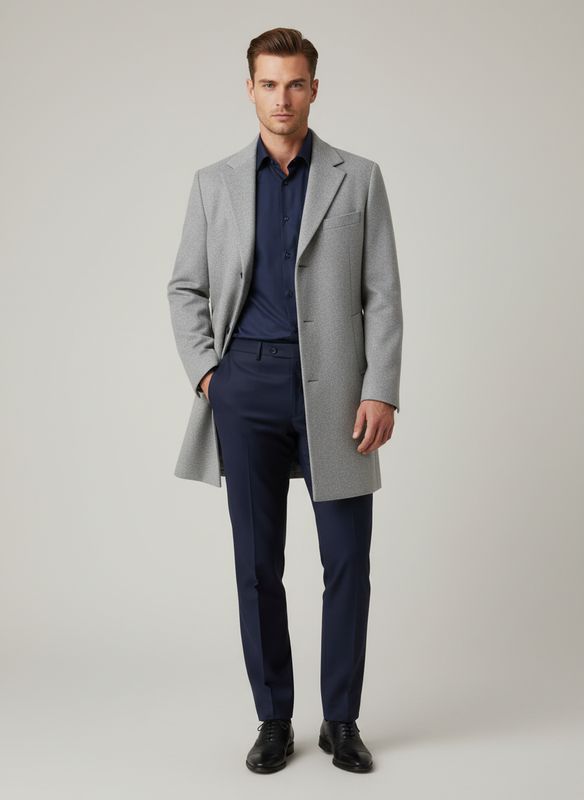 Strellson Adria Light Grey Men’s Overcoat – Wool Blend – 10016436-030