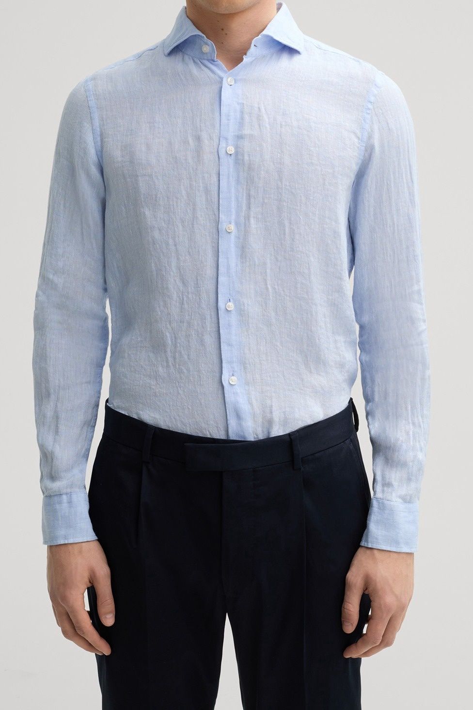 JOOP! Linnen Overhemd - Blauw Slim Fit - 10011212/468
