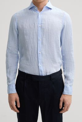 JOOP! Linnen Overhemd - Blauw Slim Fit - 10011212/468 JOOP! Linnen Overhemd - Blauw Slim Fit - 10011212/468