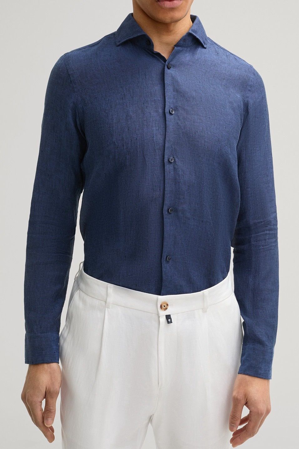 JOOP! Linnen Overhemd - Donkerblauw Slim Fit - 10011212/405