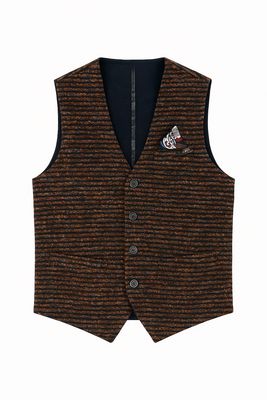Bob Company Gilet -Wol blend Donkerbruin Roest - 168