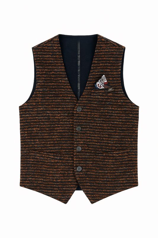 Bob Company Gilet -Wol blend Donkerbruin Roest - 168
